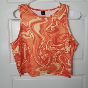 Shein Orange Swirly Crop Tank